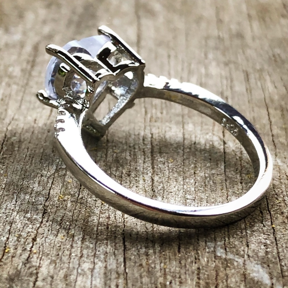 925 Silver Heart Diamond Ring - Picture 5 of 9